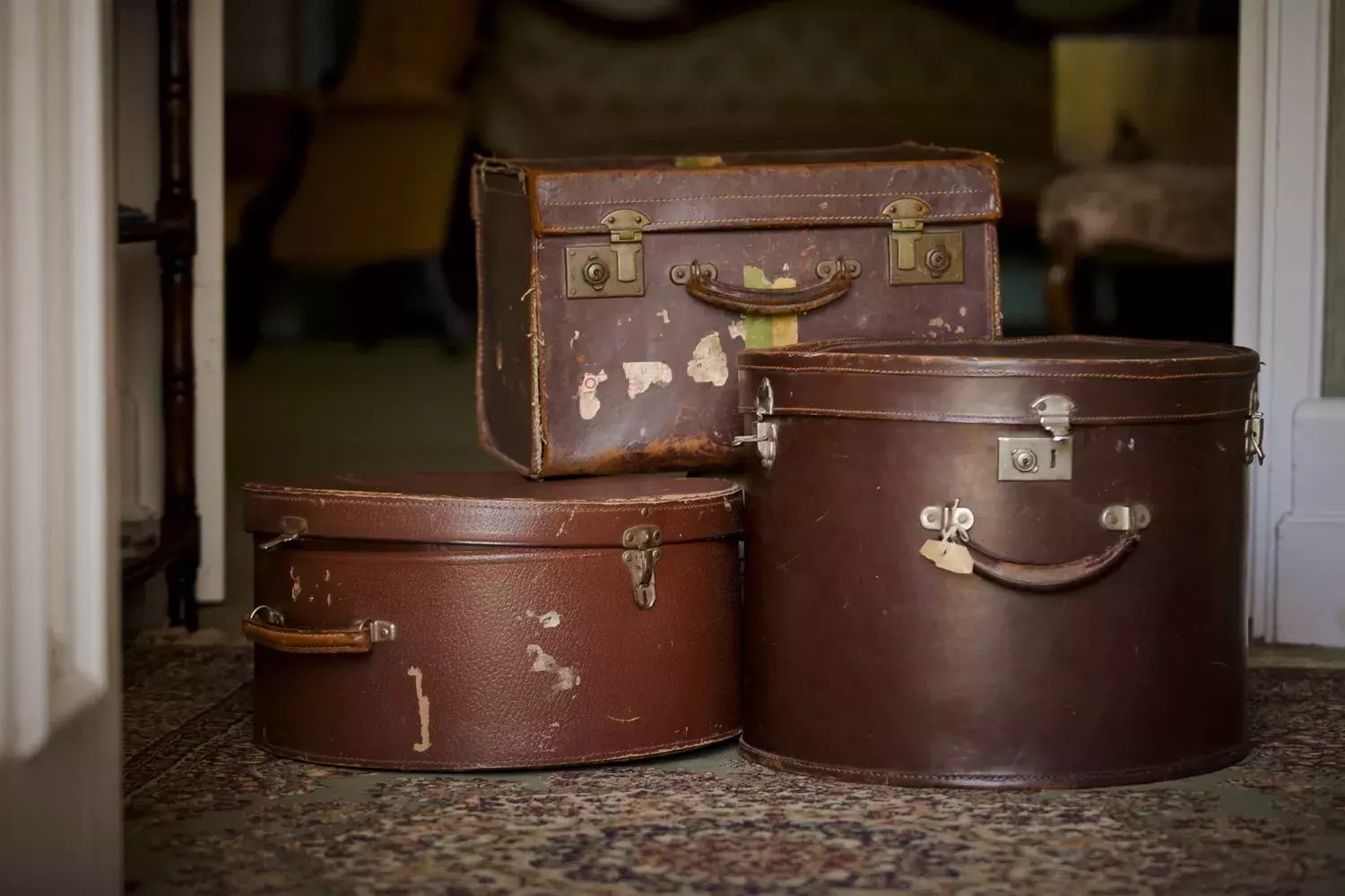 Joseph Lyon's brown leather suitcases.  