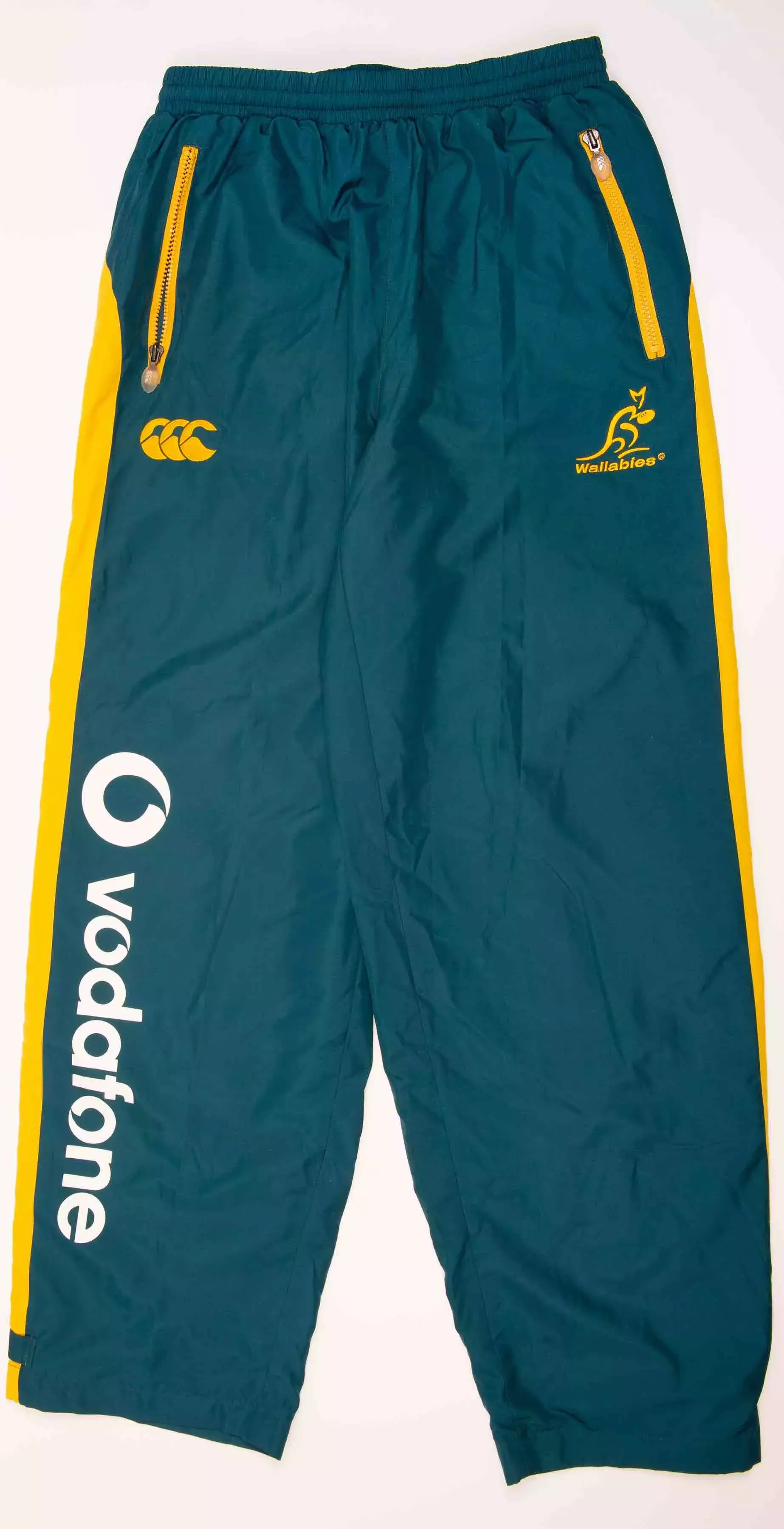 Green and gold Australian tracksuit pants.  